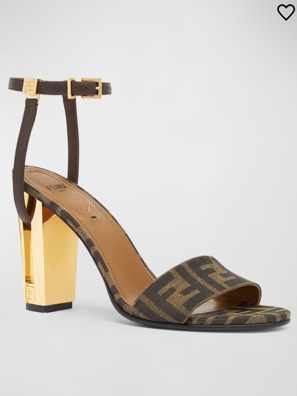 FENDI Incredible Delfina FF Jacquard Gold Heel Sandals Sz 39/39.5 NEW $1,080!!